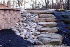 Stone Steps built next to Retaining Wall in MD